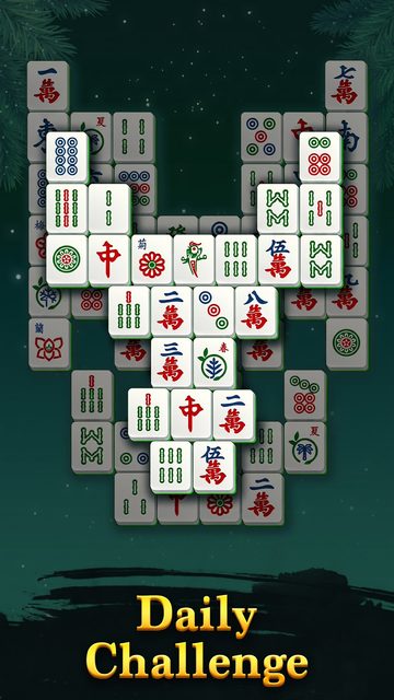Vita Mahjong on Android showing the Daily Challenge board of stacked mahjong tiles